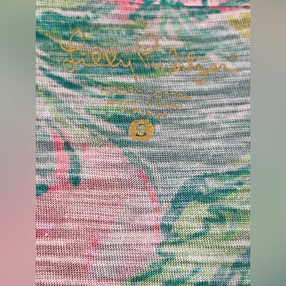Lilly Pulitzer Women’s Small Etta V-Neck Short Sleeve Seasalt Blue On Parade Top - Picture 3 of 15